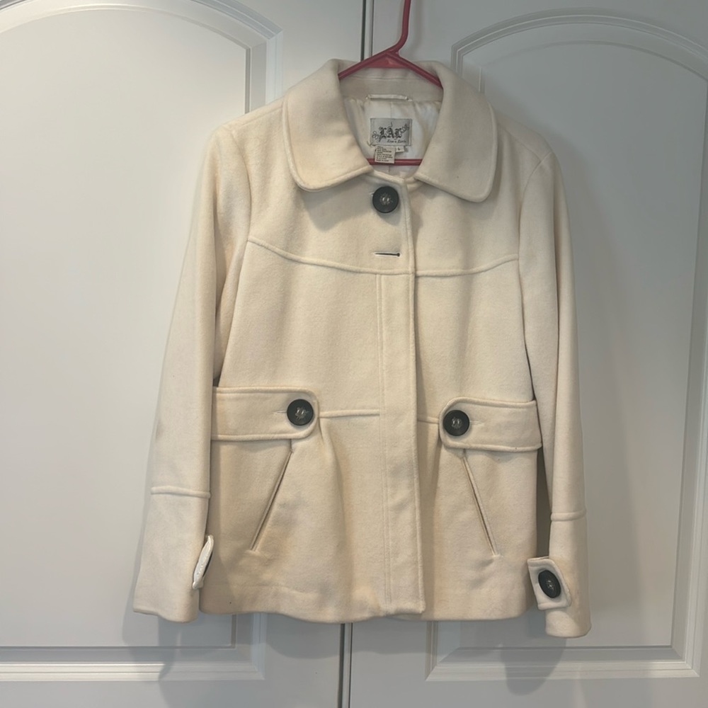 Cream pleated Pea Coat